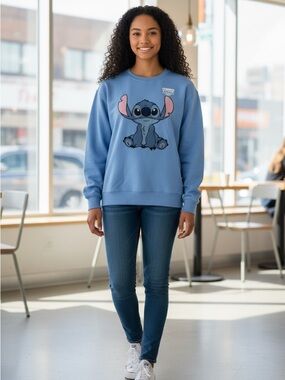 Disney Stitch Sky Blue Graphic Sweatshirt